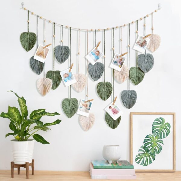 Handmade macrame leaf wall décor for modern rustic home styling
