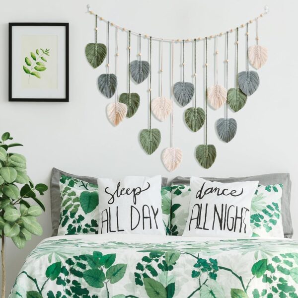 Macrame leaves wall hanging for calm, natural interior design