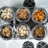 Stainless steel masala box with seven spice containers and stand