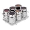 Premium stainless steel spice box set with round containers