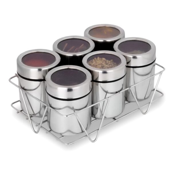 Premium stainless steel spice box set with round containers