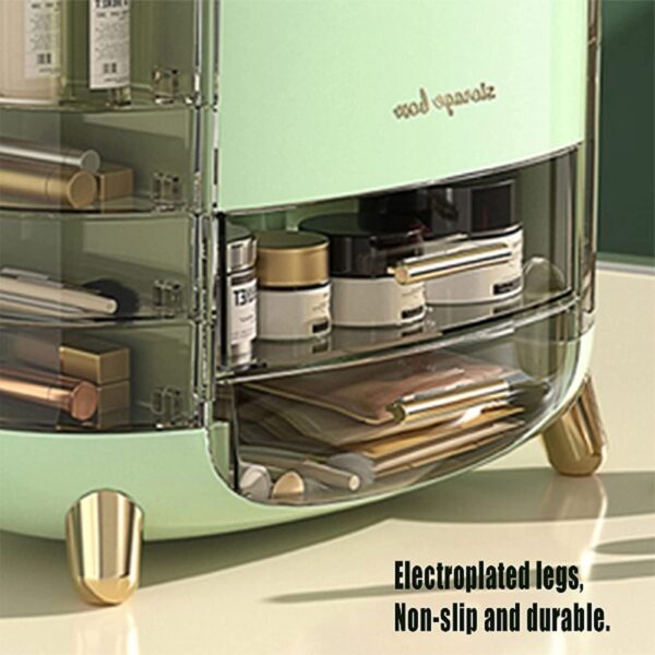 Green cosmetic organizer for brushes, lipsticks, and skincare