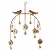 Large metal wind chimes with multiple brass bells for home decor