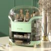Green cosmetics makeup organizer box for vanity and dressing table
