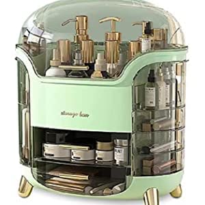 Stylish green makeup organizer for storing cosmetics and accessories