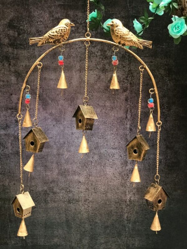 Modern metal wind chimes with multiple decorative bells