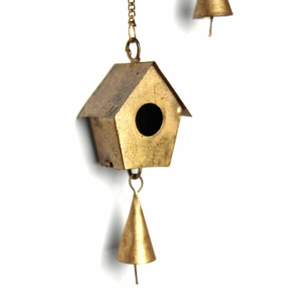 Large hanging brass bell wind chimes for home interiors