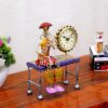Multicolour metal wall hanging musician lady with artistic clock