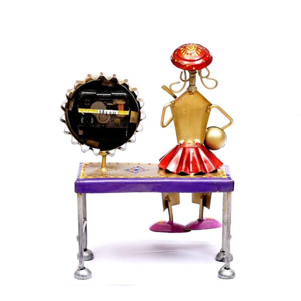 Traditional Indian music-themed wall hanging clock in metal