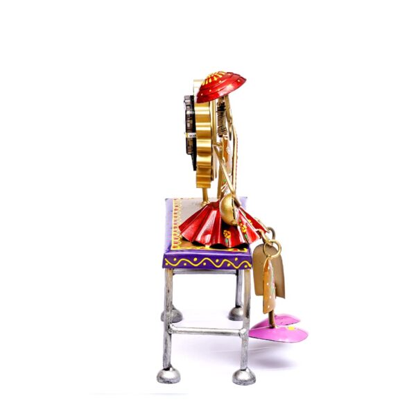 Ethnic Indian folk art metal wall clock for home decoration