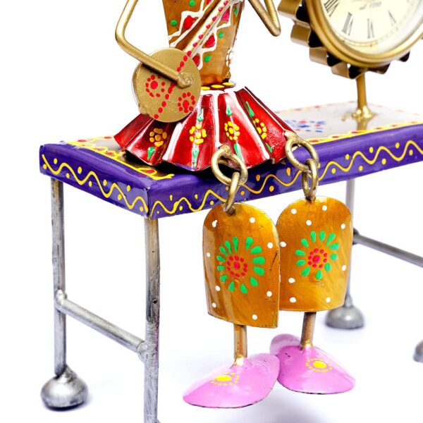 Artistic musician woman wall clock handcrafted from metal