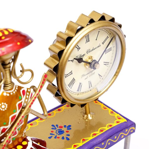 Traditional Indian handicraft metal wall hanging with clock