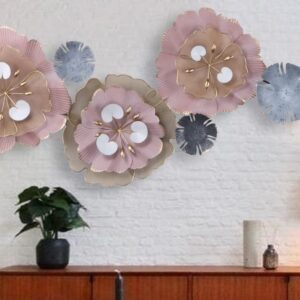 Modern Floral Metal Art Decor Iron Wall Hanging for Living Room