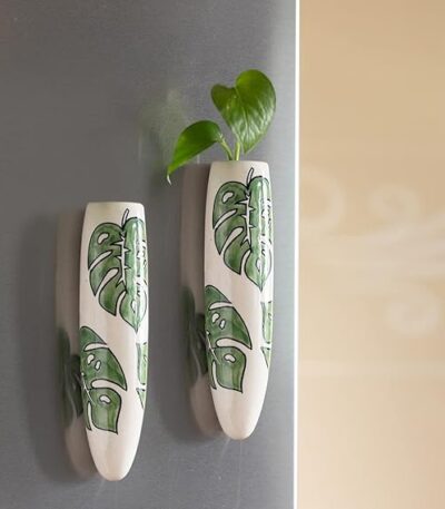 Small fridge magnet planter made from colorful ceramic