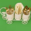 Retro bicycle cutlery holder with napkin space for kitchen countertop