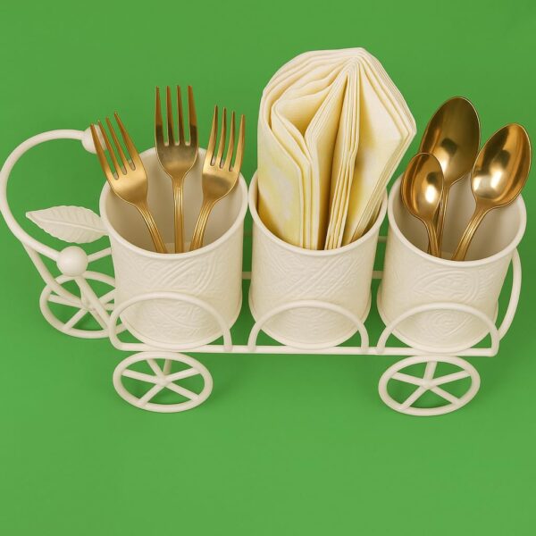 Retro bicycle cutlery holder with napkin space for kitchen countertop
