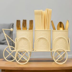 Decorative cycle style metal cutlery and tissue holder for kitchen décor