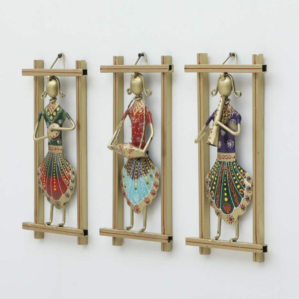 Ethnic Indian wall decor showcasing Rajasthani musicians in traditional attire