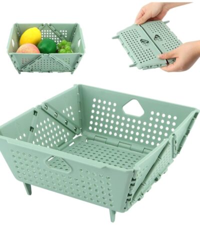 Multipurpose Plastic Folding Basket with Handle for Home Storage