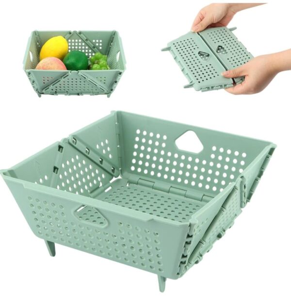 Multipurpose Plastic Folding Basket with Handle for Home Storage