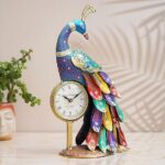 Metal peacock wall clock for home living room décor