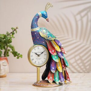 Metal peacock wall clock for home living room décor