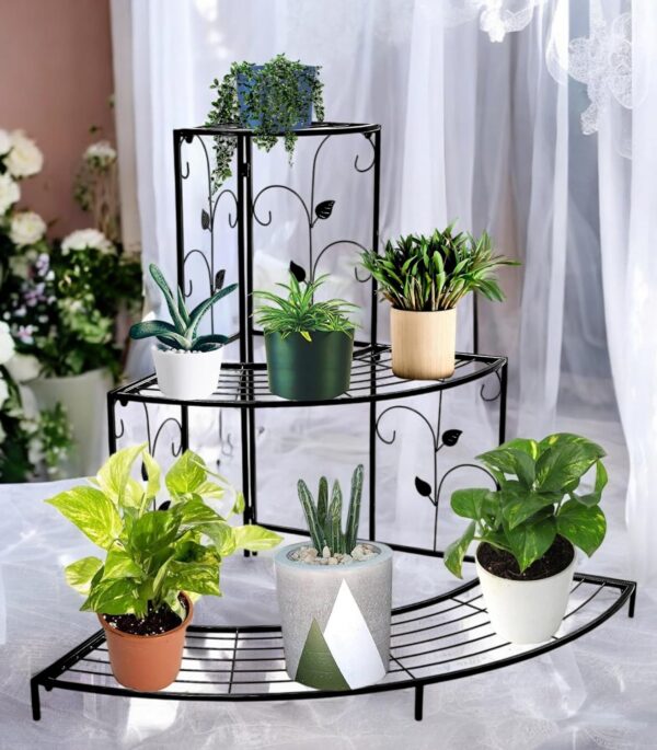 Sturdy 3-level semicircle floral metal plant holder