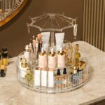 360 Rotating Makeup Organizer with Umbrella Design for Vanity Table