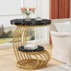 Modern luxury round table with gold metal base and black marble top