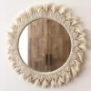 Unique macrame wall mirror with fringe for modern home decor