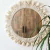 Macrame Wall Mirror with Fringe for Boho Home Decor
