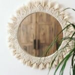 Macrame Wall Mirror with Fringe for Boho Home Decor