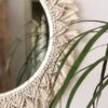 Boho style macrame round wall mirror with decorative fringe