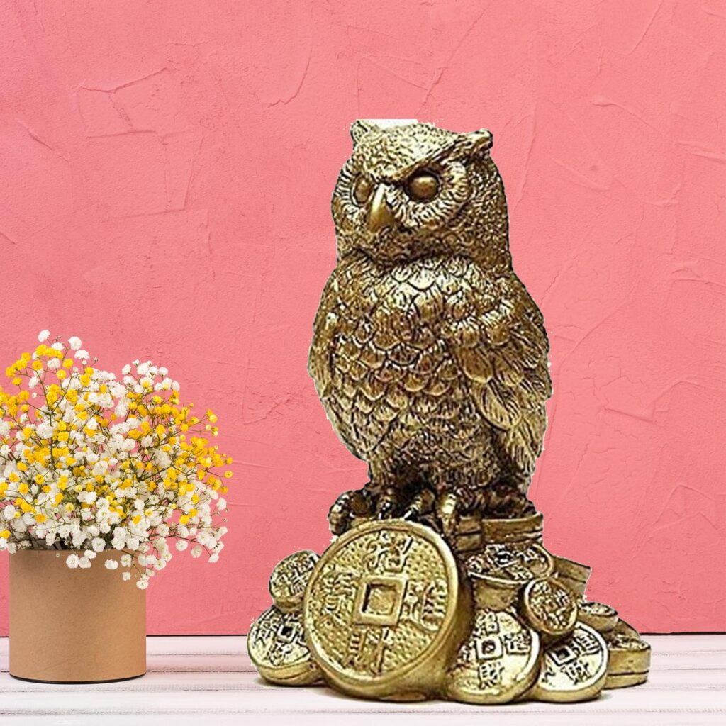 Owl for Money and Wisdom Showpiece for Home and OfficeLucky Owl Figurine for Home & Office – Brings Prosperity and Knowledge