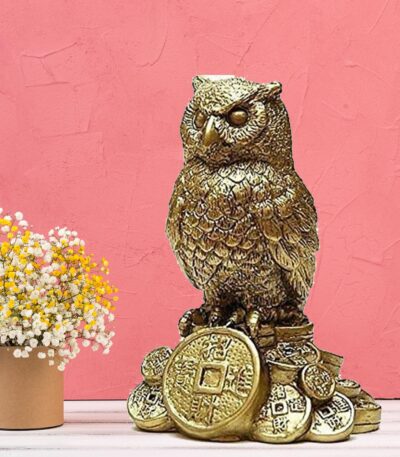Owl for Money and Wisdom Showpiece for Home and OfficeLucky Owl Figurine for Home & Office – Brings Prosperity and Knowledge