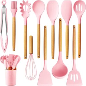 Heat-resistant silicone kitchen spatula and spoon set for non-stick cookware