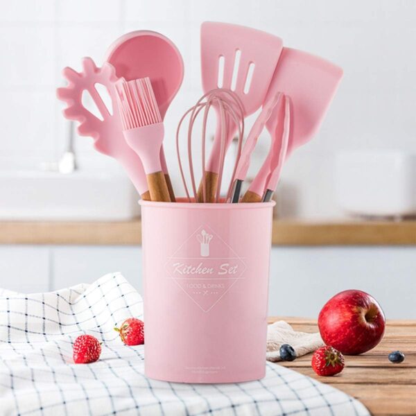 Premium silicone cooking utensils including spatula and spoons for everyday use