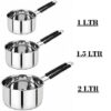 Multi-purpose 3-piece stainless steel saucepan set