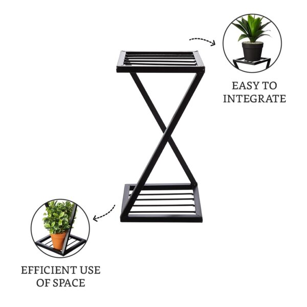 modern z shaped planter stand made of durable steel