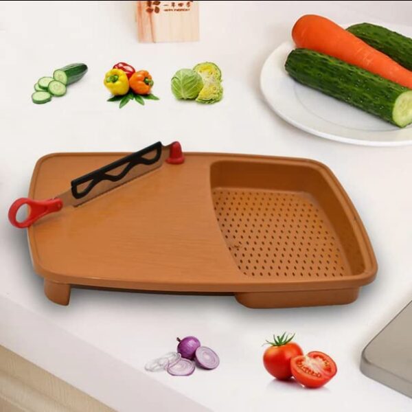 Portable cutting board with knife attached – ideal for small kitchens
