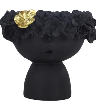 Resin girl head vase statue for home décor