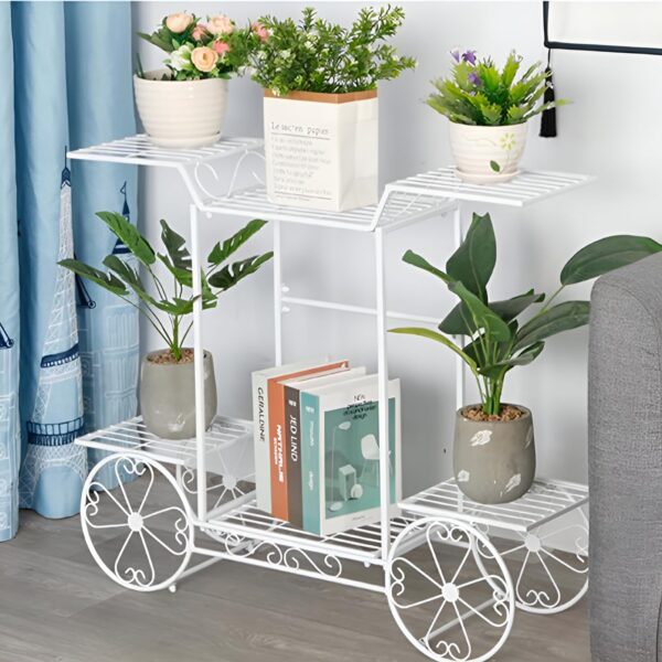 Strong Metal Flower Cart Rack for Home Garden Decoration