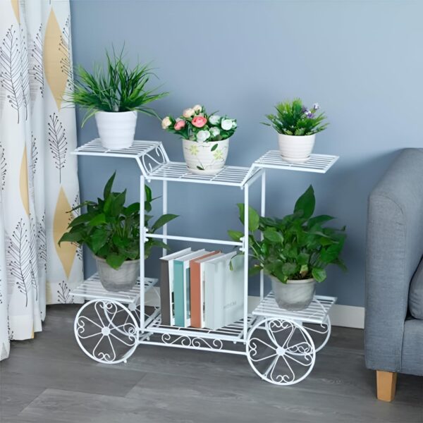 Contemporary 6-Tier Planter Cart with Wheels for Easy Mobility