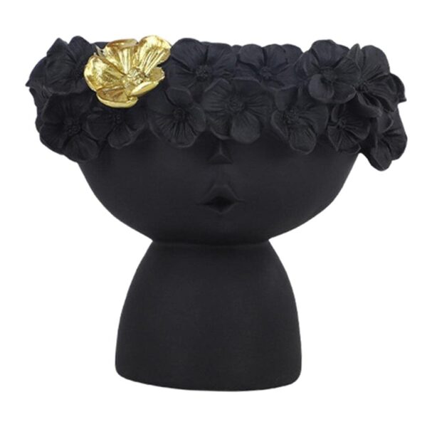 Modern decorative girl head planter for shelves and tables
