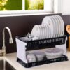Plastic 2-tier dish drainer rack for kitchen countertop