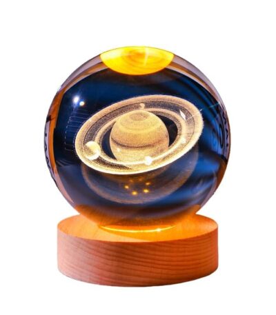 3D crystal glass ball lamp with Saturn design and touch base lighting