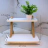 Two-tier wooden shelves for organizing utensils, toiletries, or decor