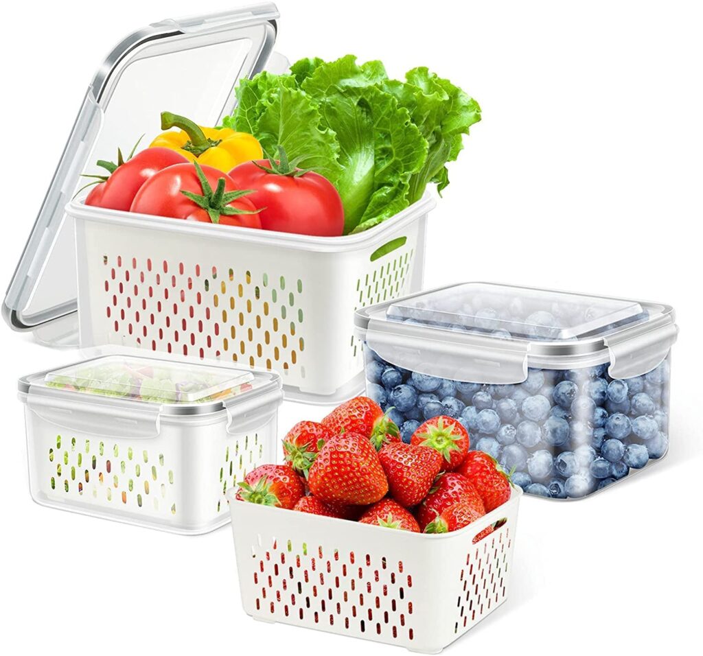 Airtight Fruit Storage Containers for Fridge Keep Fresh and Crisp
