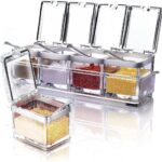 Airtight acrylic masala box with multiple spice compartments