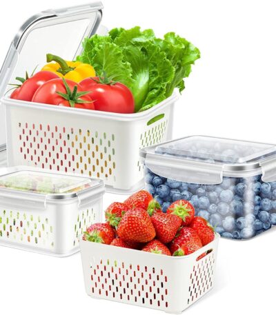 Airtight Fruit Storage Containers for Fridge Keep Fresh and Crisp